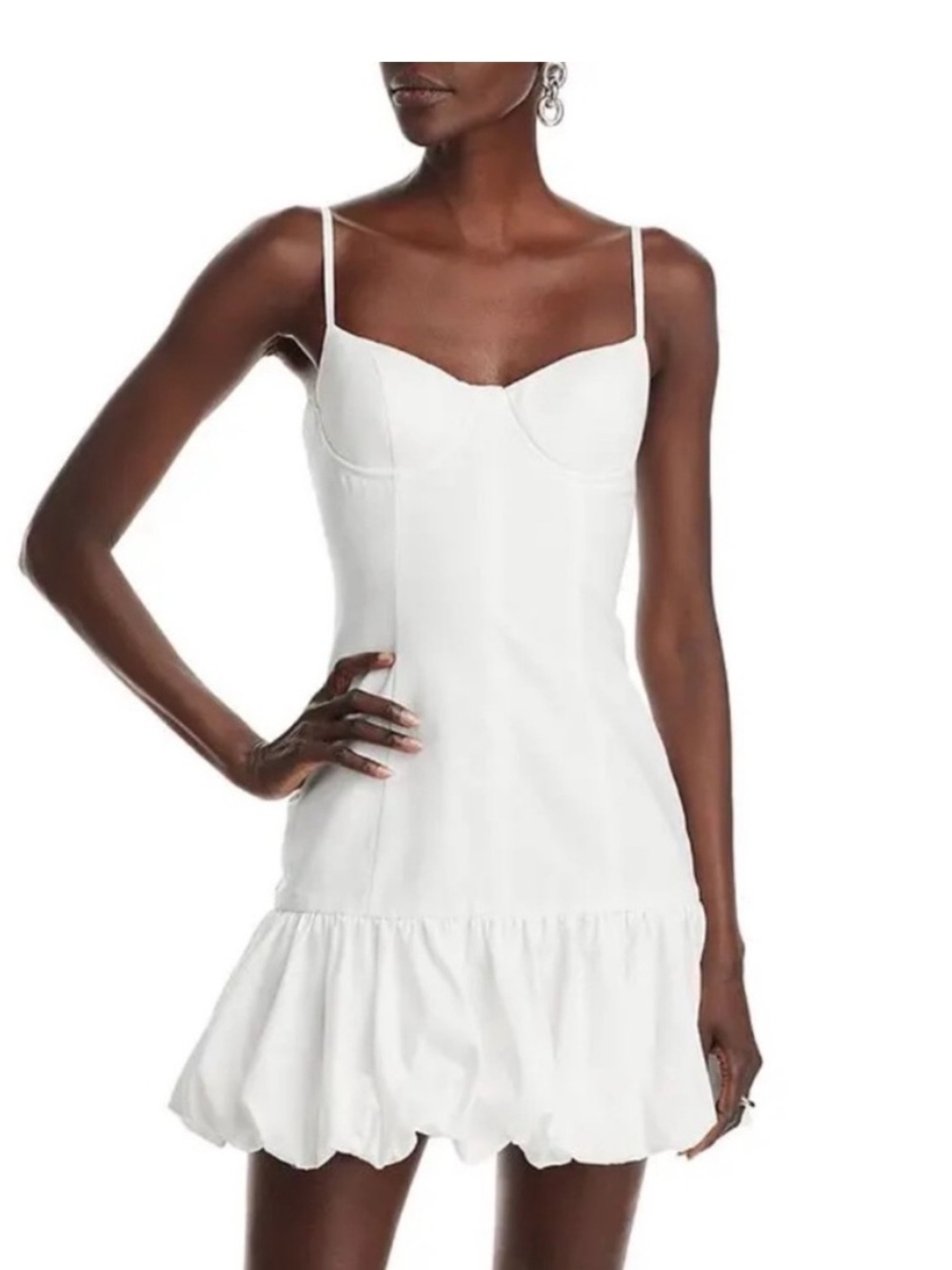 Aqua White Bubble Hem Mini Dress Large NWT